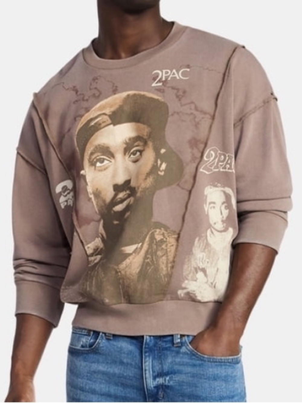 Tupac Men's and Big Men's Crewneck Sweatshirt with Long Sleeves, Size 3XL